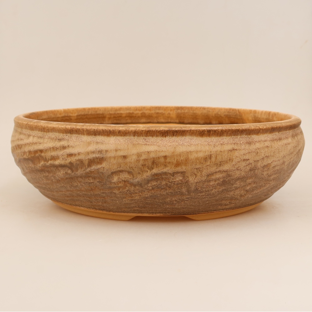 Ceramic bonsai pot, 32 x 32 x 9.5 cm, brown