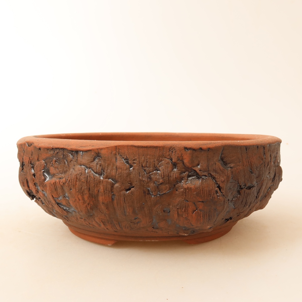 Ceramic bonsai pot, 17 x 17 x 6 cm, brown