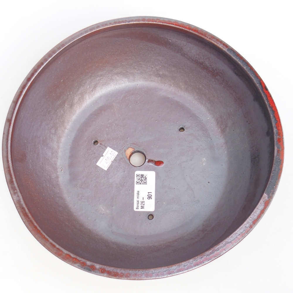 Ceramic bonsai bowl 24,5 x 24,5 x 7,5 cm, colour black red