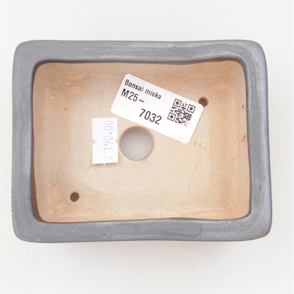 Ceramic bonsai bowl 11 x 8,5 x 3,5 cm, metal colour