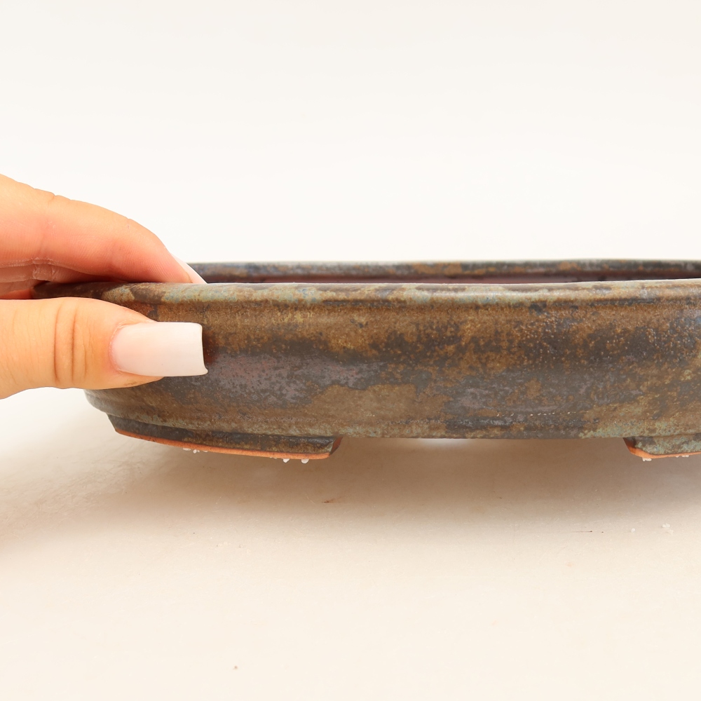 Ceramic bonsai bowl 24,5 x 20 x 4 cm, brown