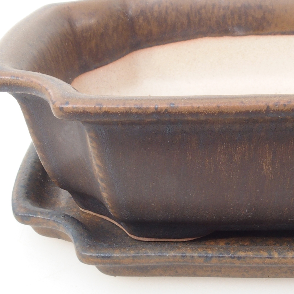 Bonsai bowl + saucer H01 - 12x9x5 cm