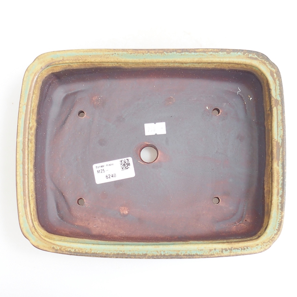 Ceramic bonsai bowl 24,5 x 19 x 7 cm, green