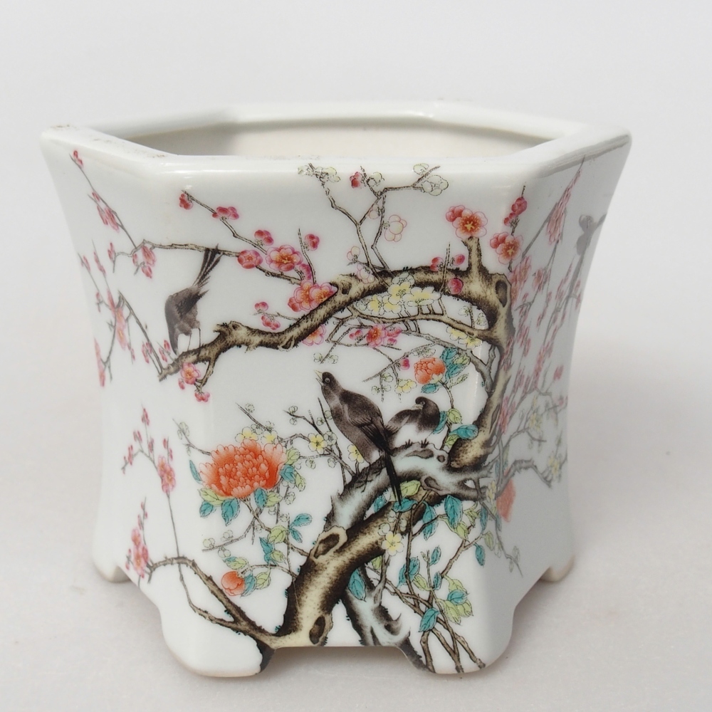 Ceramic bonsai bowl 10,5 x 9,5 x 9 cm, colour white
