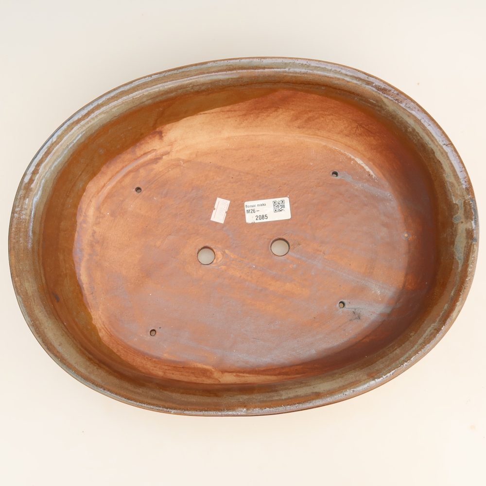 Ceramic bonsai pot, 36 x 28 x 8.5 cm, brown
