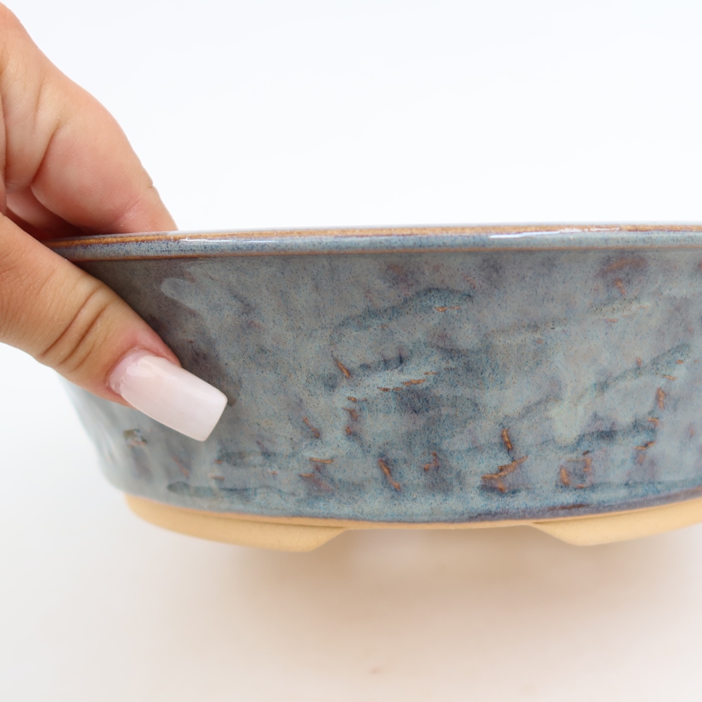 Ceramic bonsai pot, 25 x 25 x 6.5 cm, gray