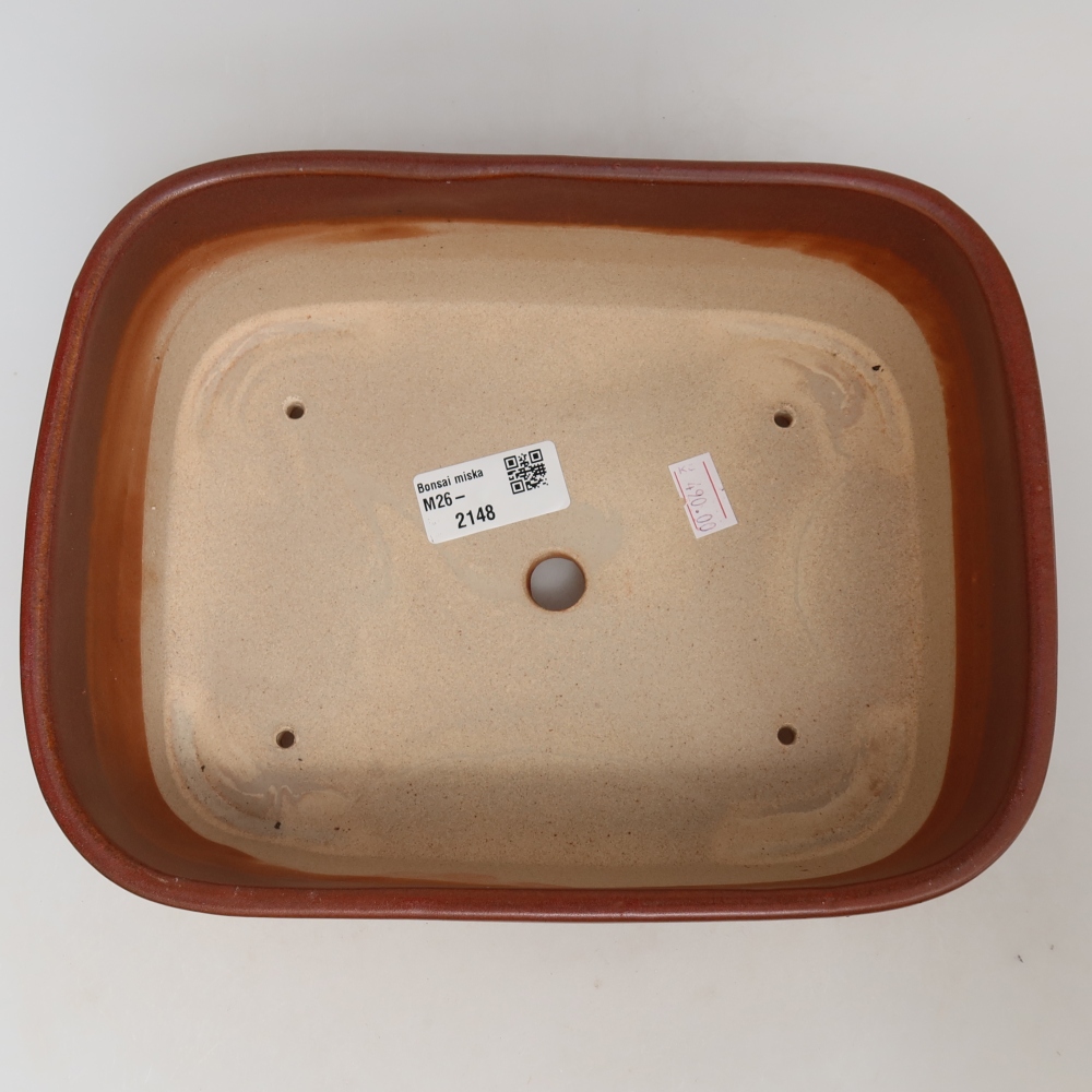 Ceramic bonsai pot, 23 x 17.5 x 7.5 cm, burgundy