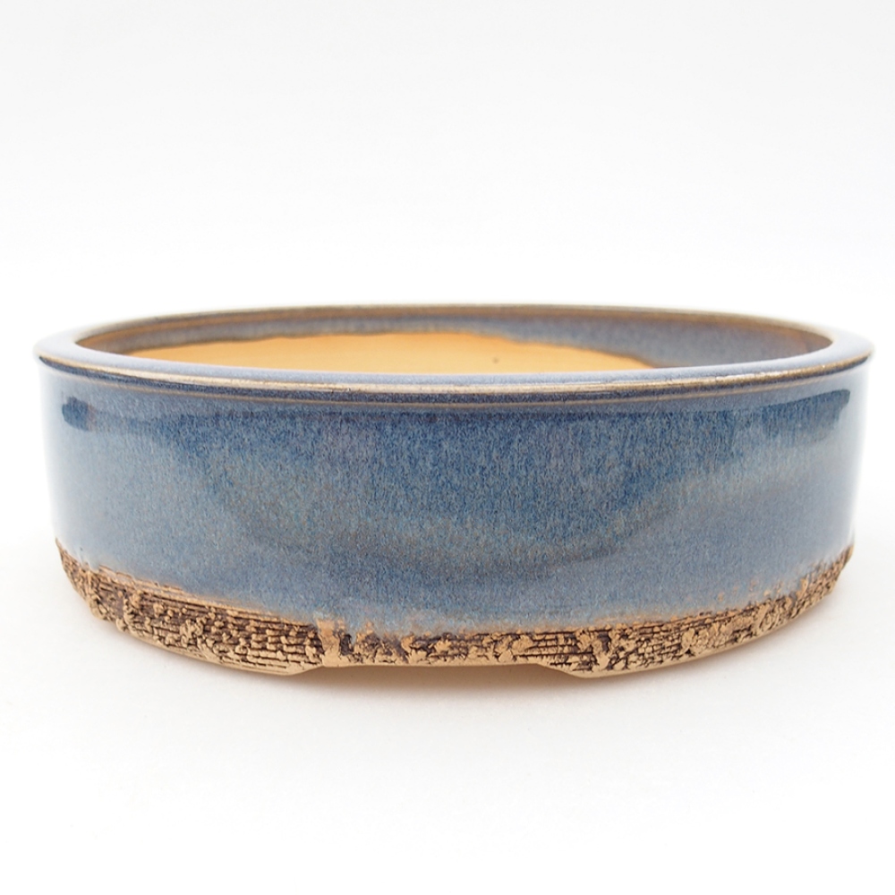 Ceramic bonsai pot 18.5 x 18.5 x 5.5 cm, blue