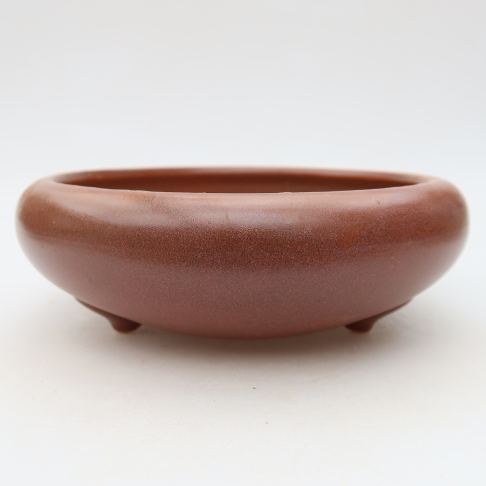 Ceramic bonsai pot, 20 x 20 x 7.5 cm, burgundy