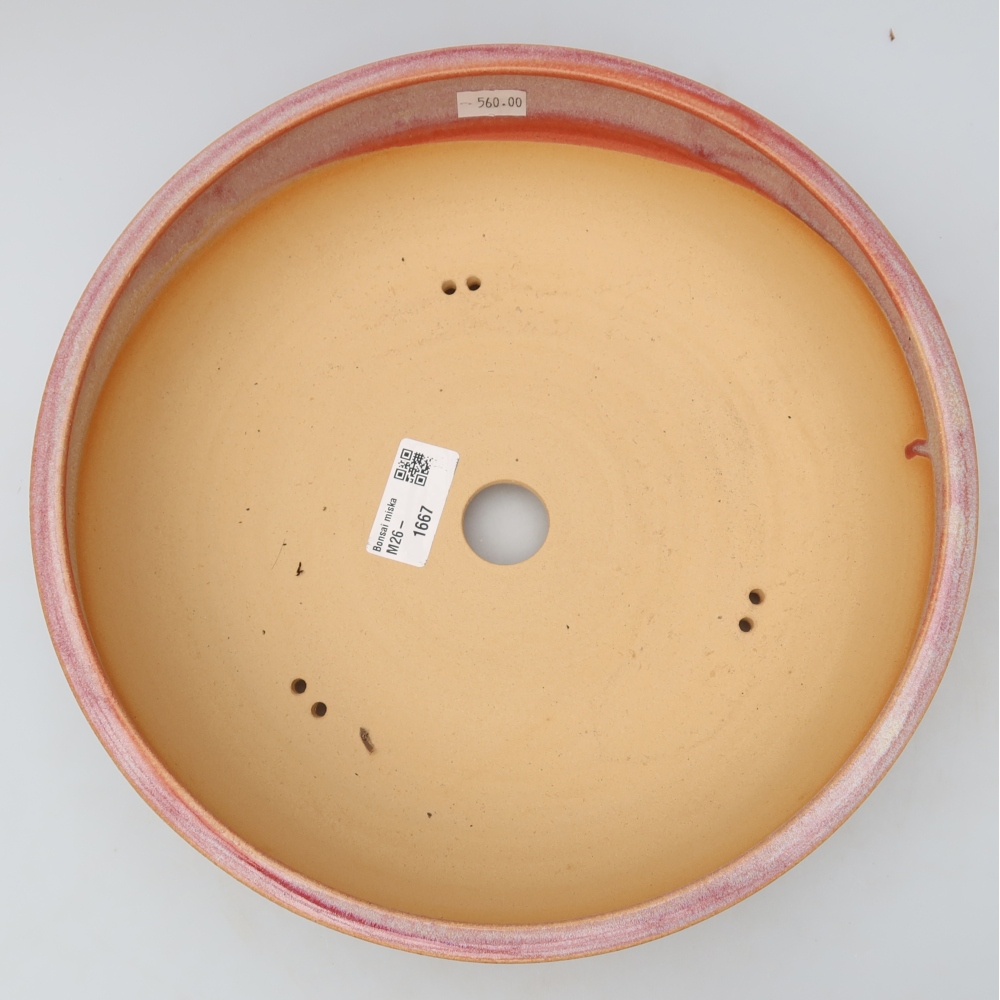 Ceramic bonsai pot, 26.5 x 26.5 x 7.5 cm, pink