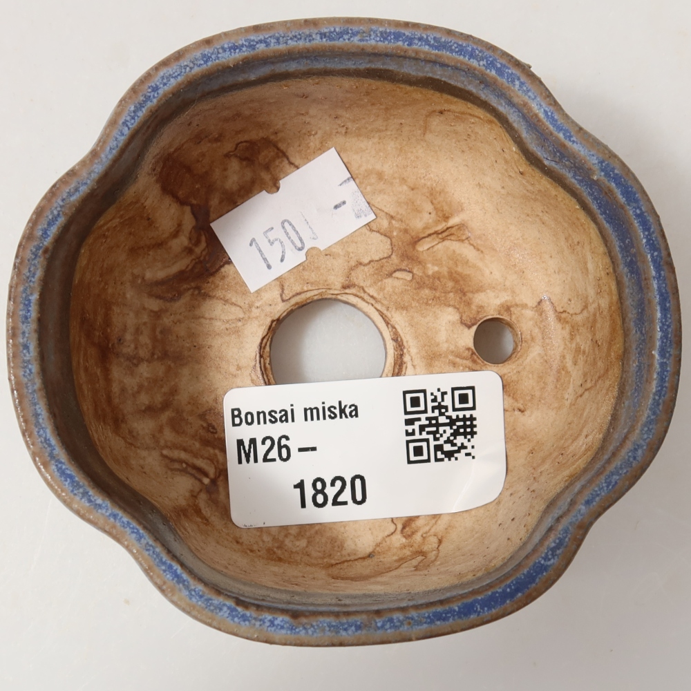 Ceramic bonsai pot, 8 x 7.5 x 3.5 cm, blue