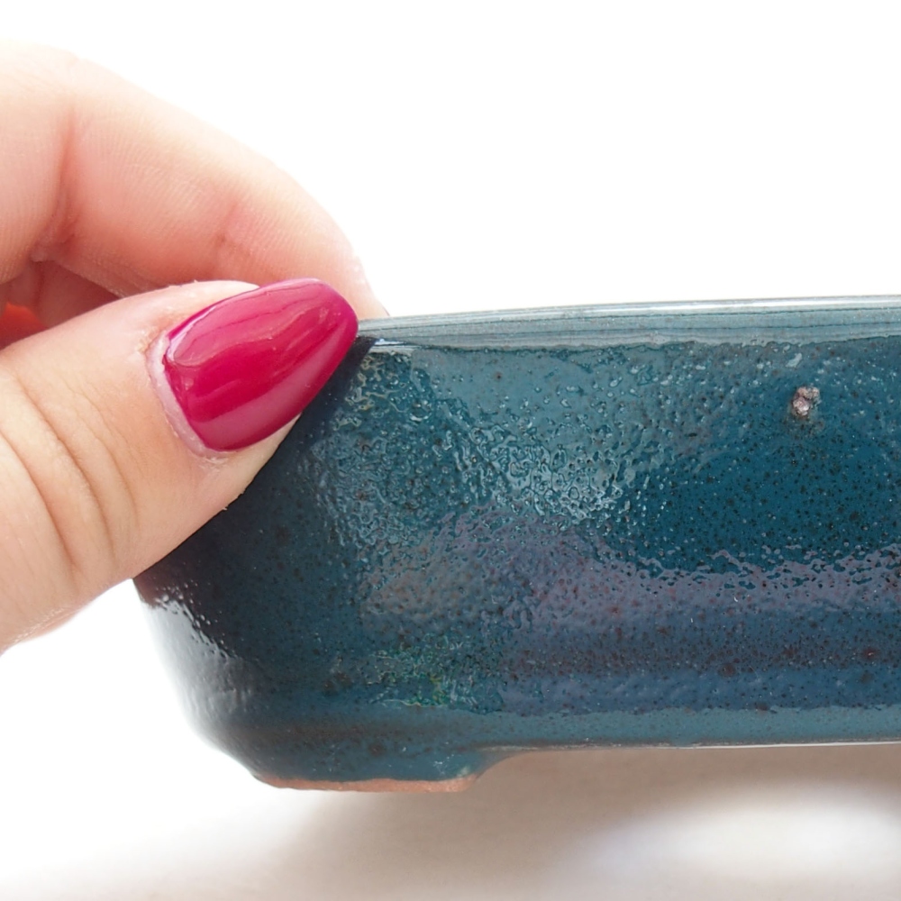 Ceramic bonsai bowl  13 x 9 x 4 cm, color green