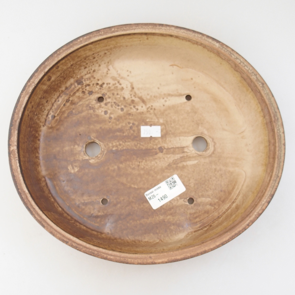 Ceramic bonsai bowl 26,5 x 23,5 x 5,5 cm, colour beige