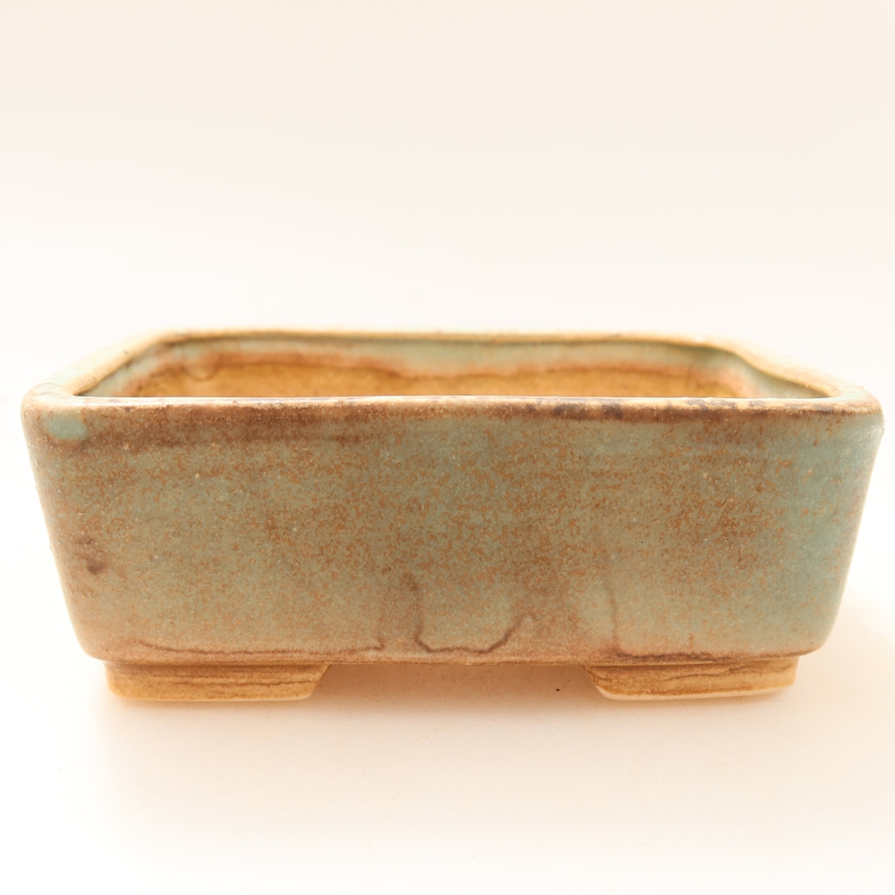Ceramic bonsai pot, 10 x 8 x 3.5 cm, green