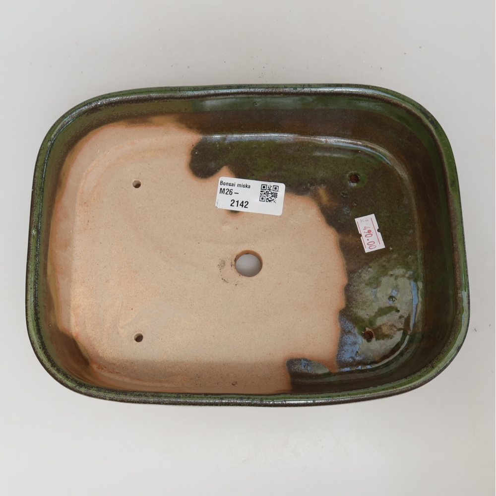 Ceramic bonsai bowl 23 x 18 x 5,5 cm, green