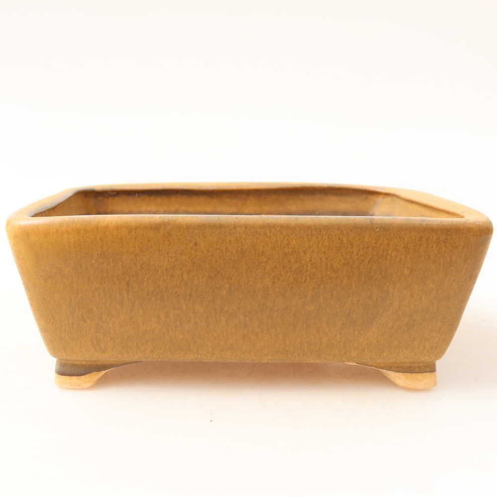 Ceramic bonsai pot, 13.5 x 11 x 5 cm, brown