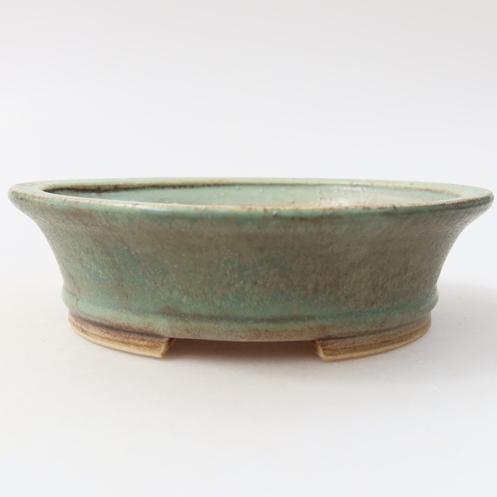 Ceramic bonsai bowl 14,5 x 12,5 x 4 cm, green
