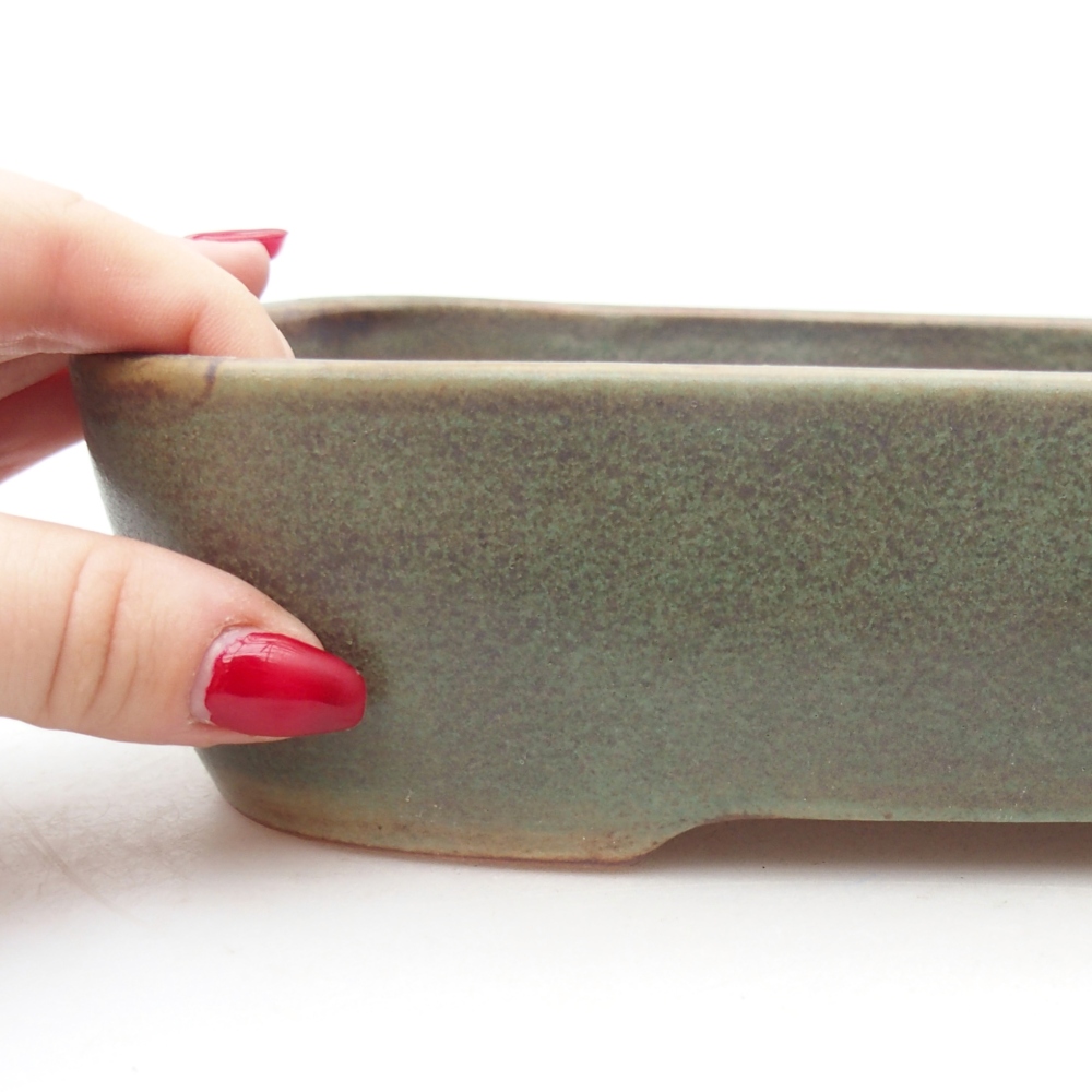 Ceramic bonsai bowl 22,5 x 17 x 6 cm, green