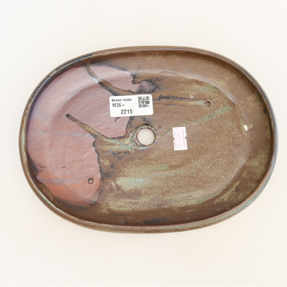 Ceramic bonsai bowl 22,5 x 16,5 x 3 cm, brown