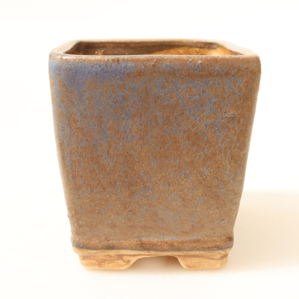 Ceramic bonsai pot, 6.5 x 6.5 x 7 cm, blue
