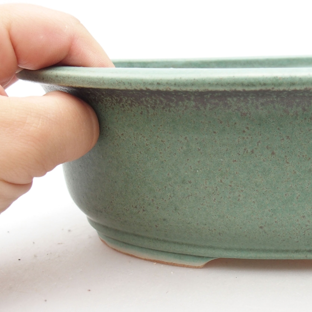 Ceramic bonsai bowl 23 x 19,5 x 7 cm, color green