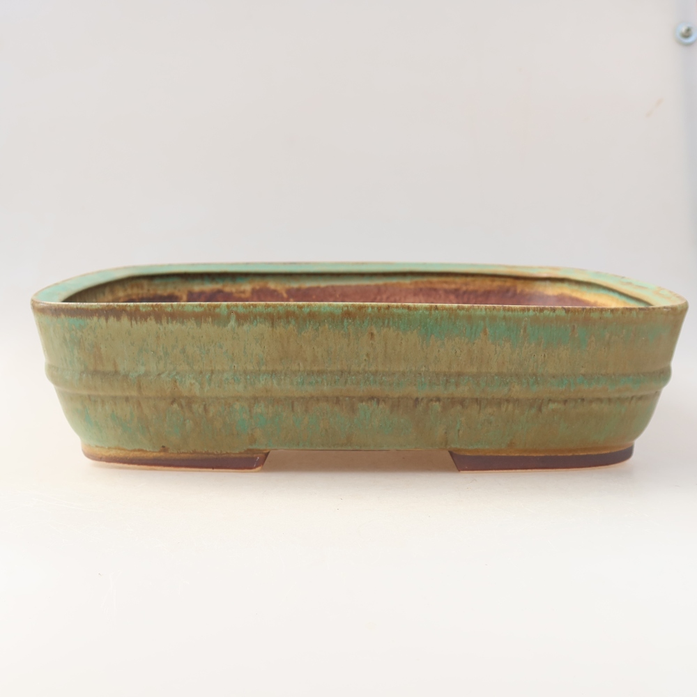 Ceramic bonsai pot, 29.5 x 24.5 x 7.5 cm, green