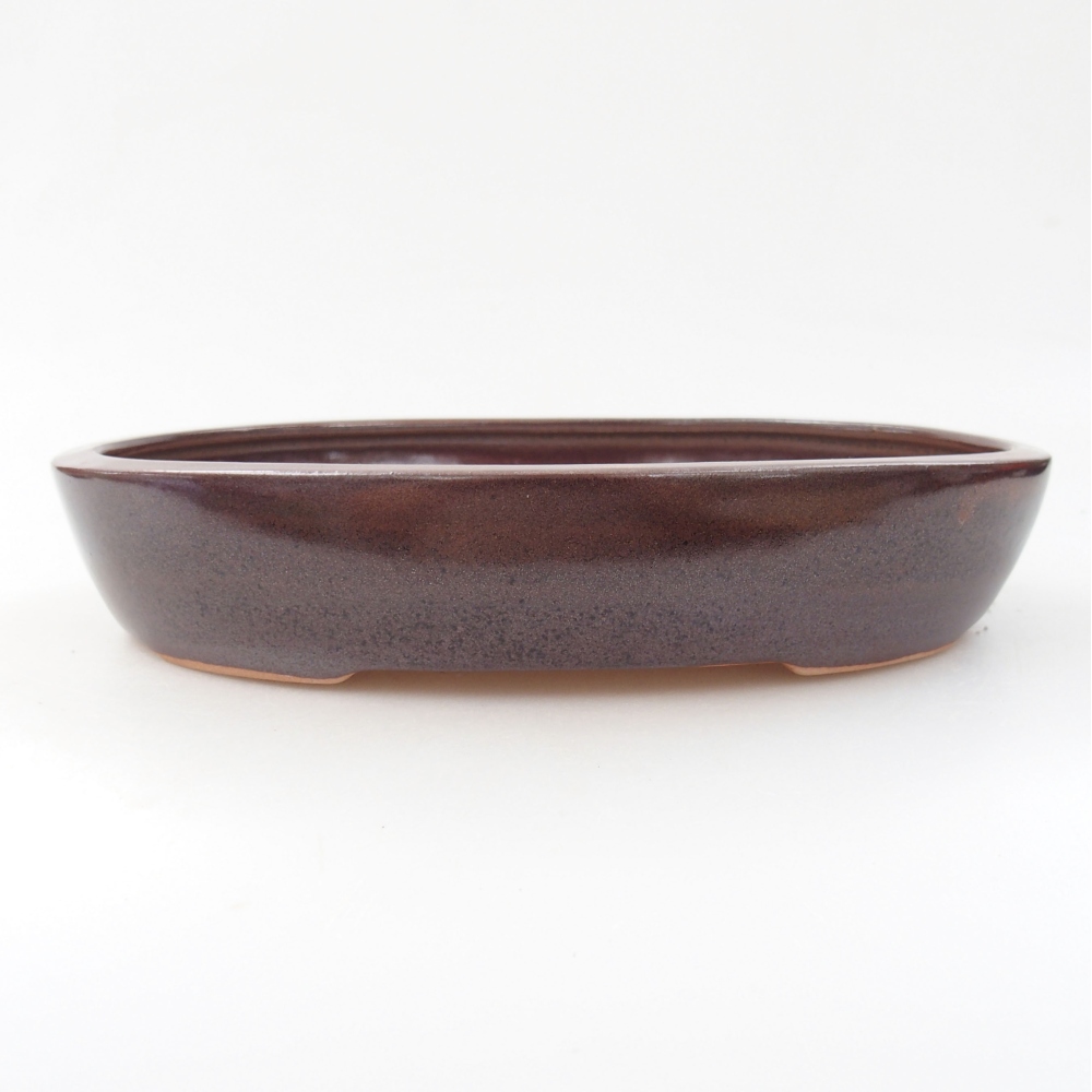 Ceramic bonsai bowl 22 x 16,5 x 4 cm, color brown