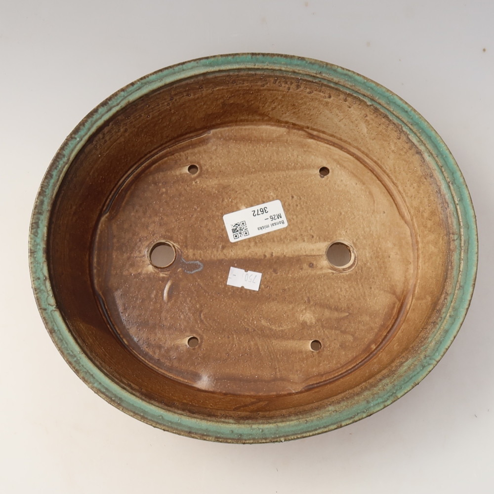 Ceramic bonsai pot, 27 x 24 x 5.5 cm, green