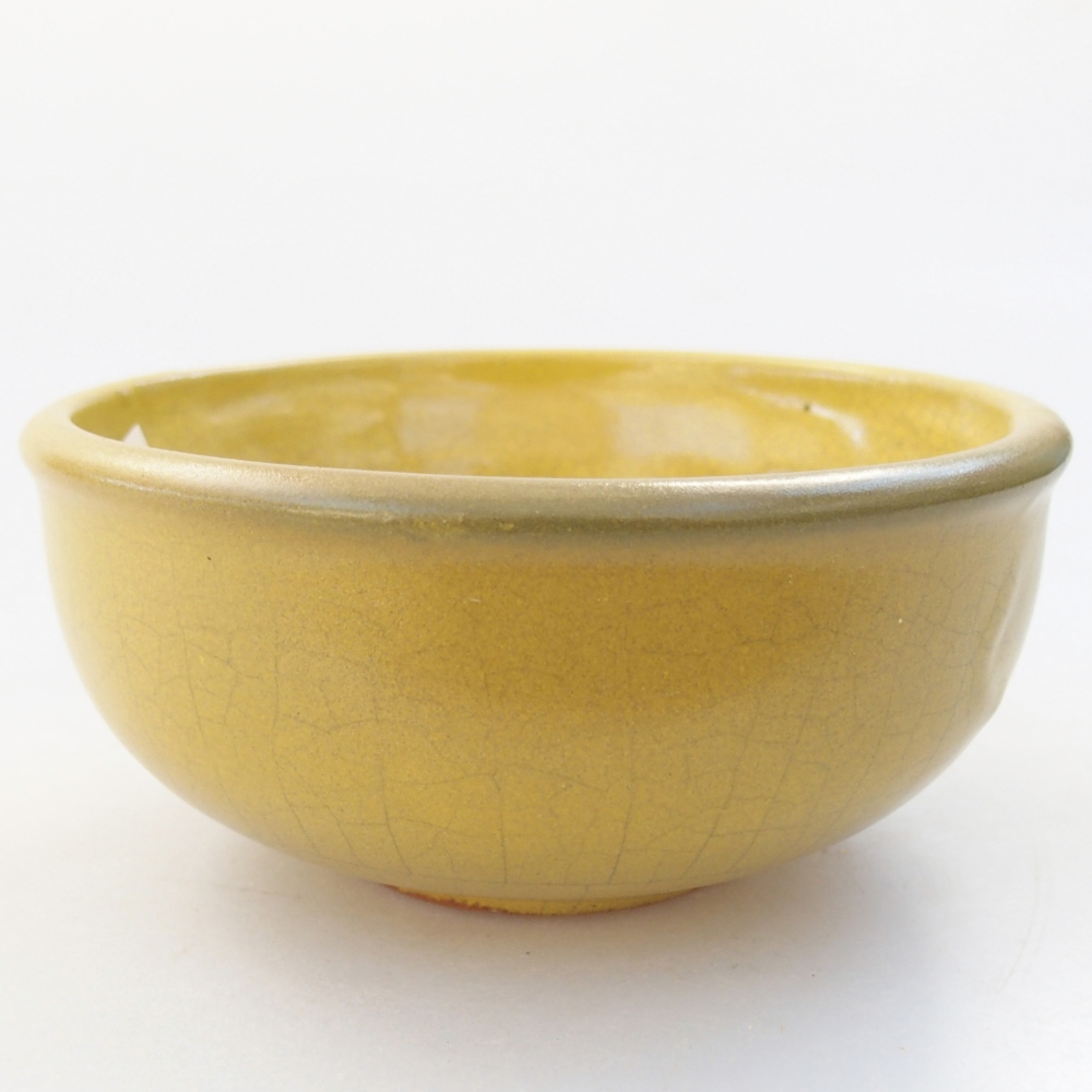 Ceramic bonsai bowl 9,5 x 9,5 x 5 cm, yellow
