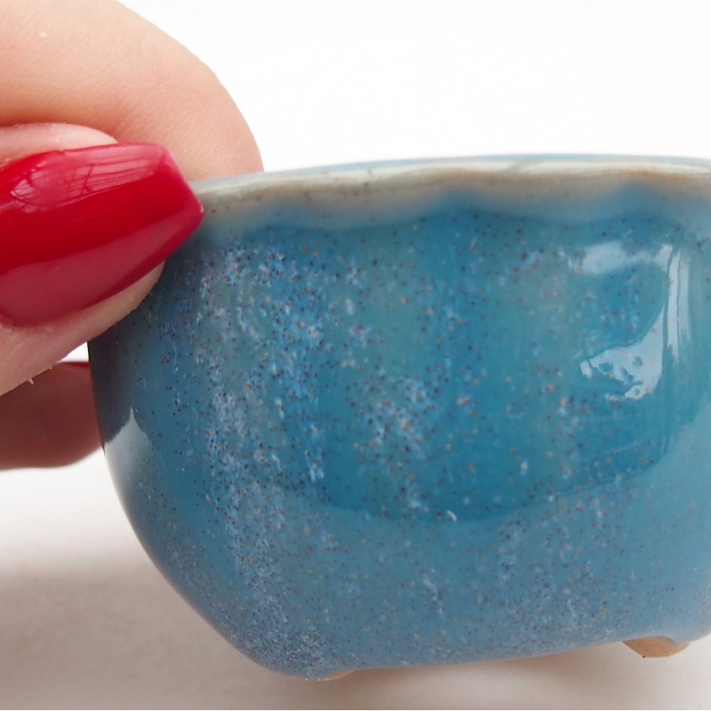Ceramic bonsai bowl 7 x 8,5 x 3,5 cm, colour blue