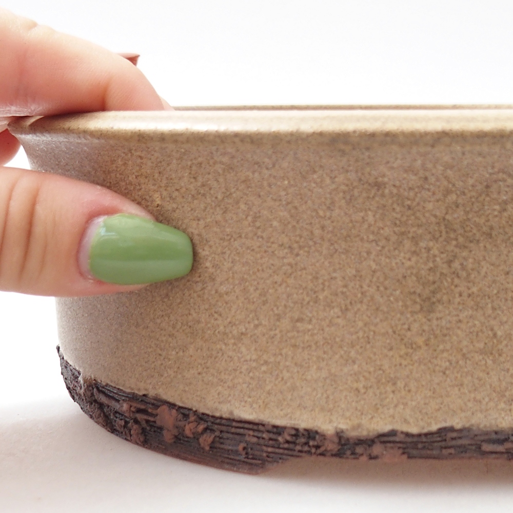 Ceramic bonsai bowl 17 x 17 x 6 cm, colour beige