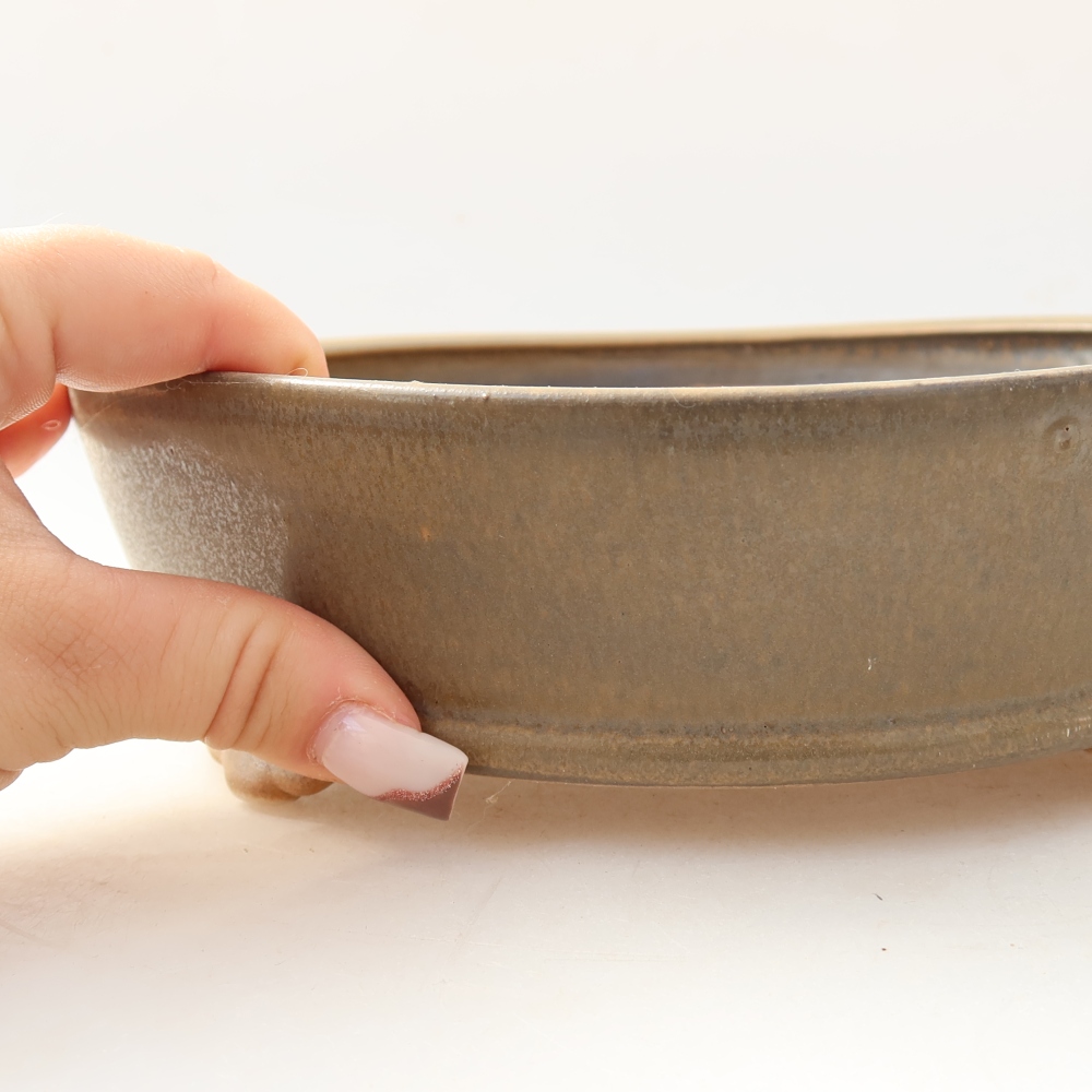 Ceramic bonsai bowl 21,5 x 21,5 x 6 cm, brown