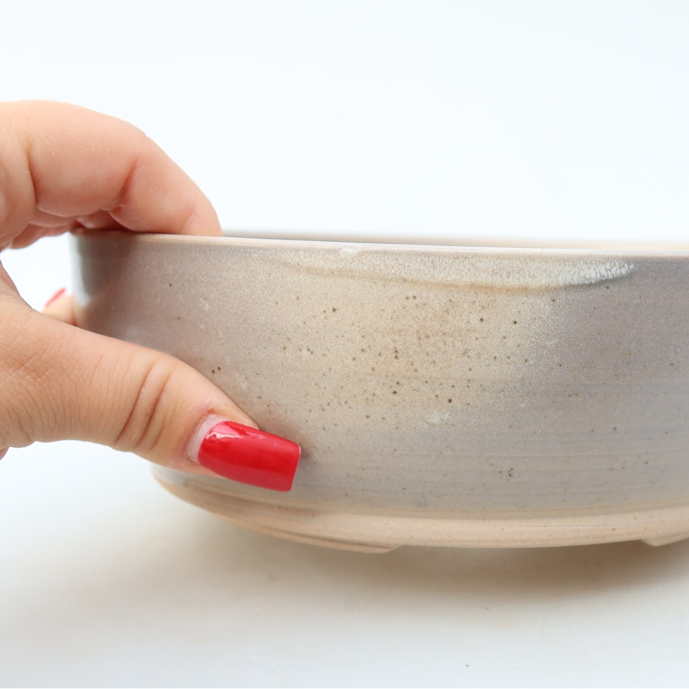 Ceramic bonsai bowl 19,5 x 19,5 x 6,5 cm, colour beige