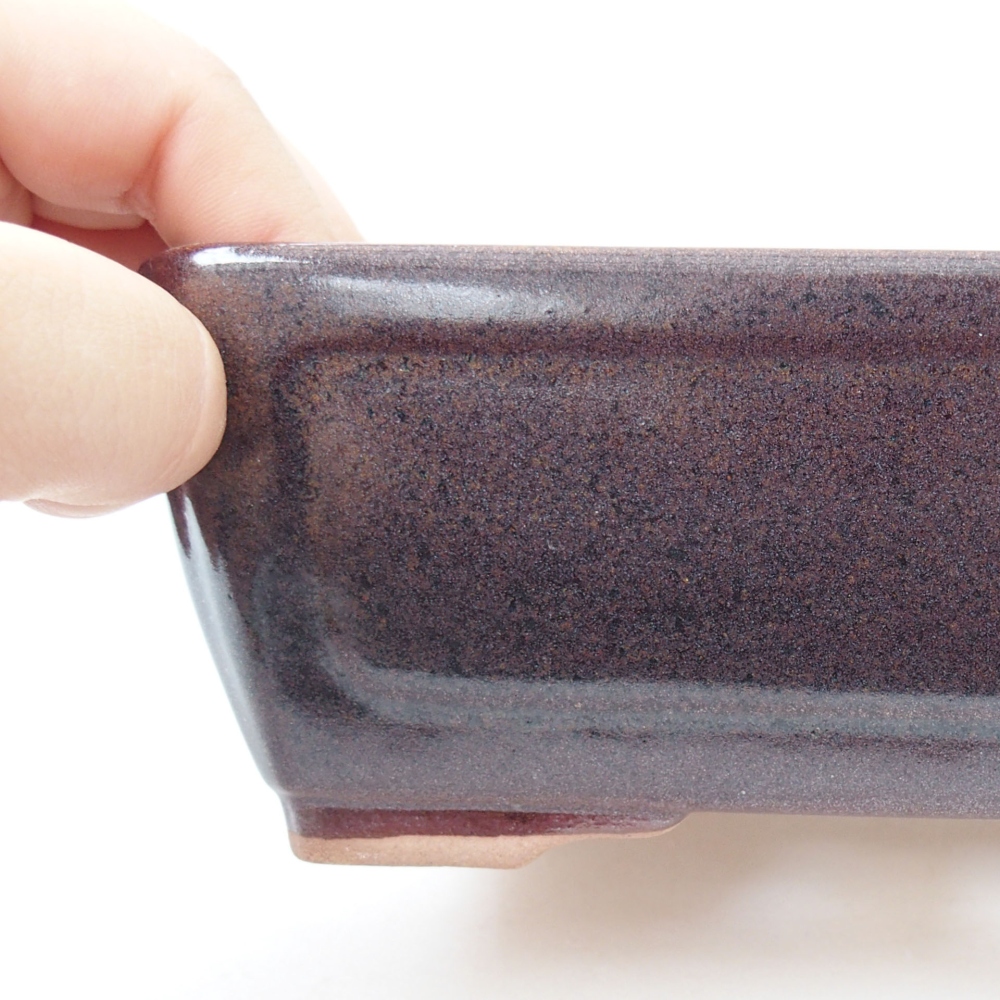 Ceramic bonsai bowl 15,5 x 12 x 6 cm, color brown