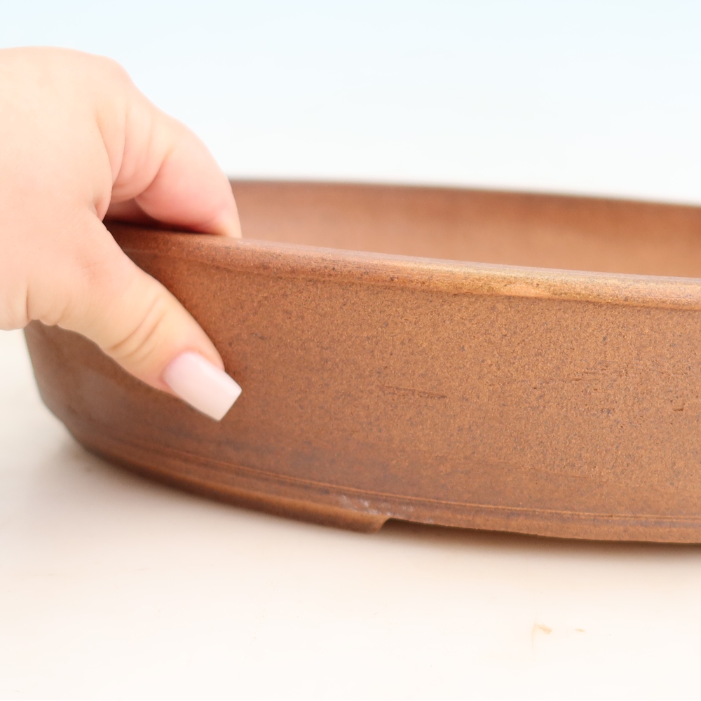 Ceramic bonsai pot, 37 x 30 x 7 cm, brown