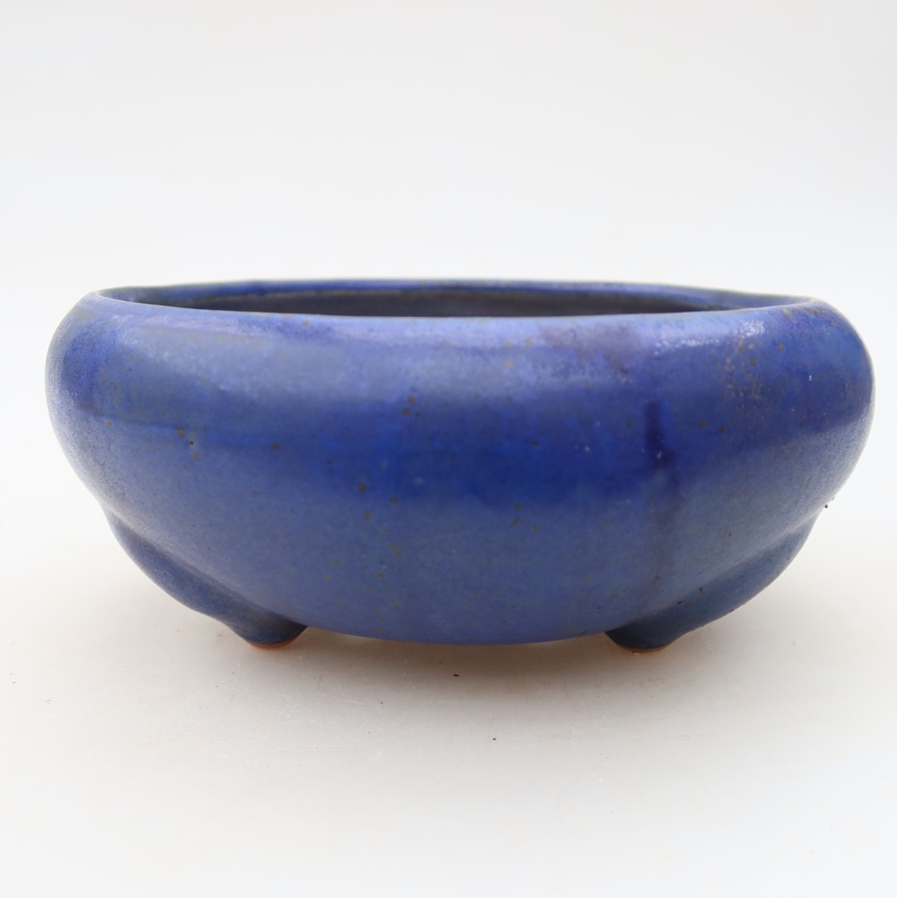 Ceramic bonsai pot, 15 x 15 x 6.5 cm, blue