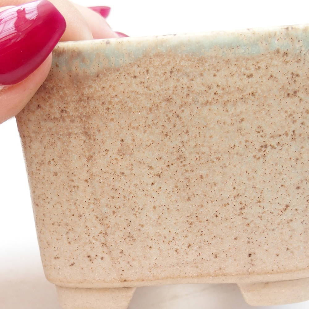Ceramic bonsai bowl 6 x 6 x 4,5 cm, green color