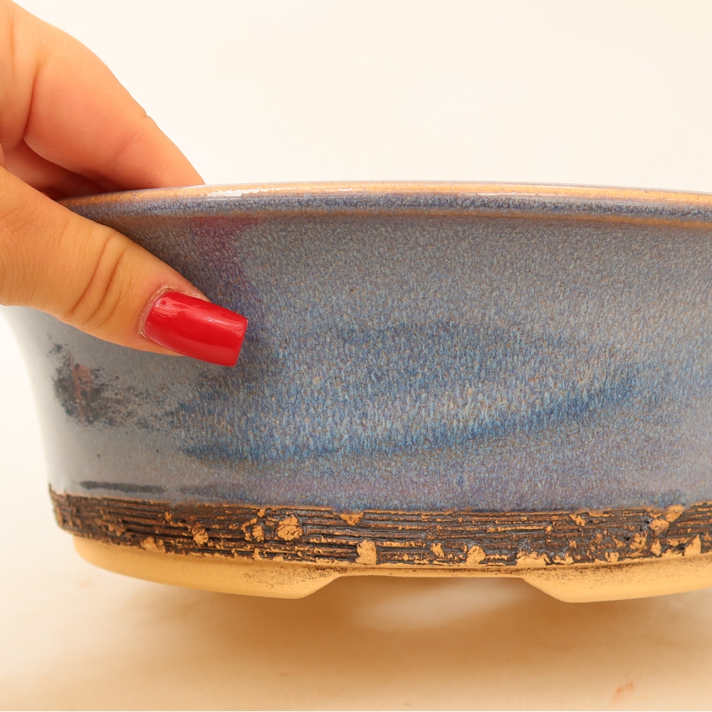 Ceramic bonsai bowl 26,5 x 26,5 x 8 cm, colour blue