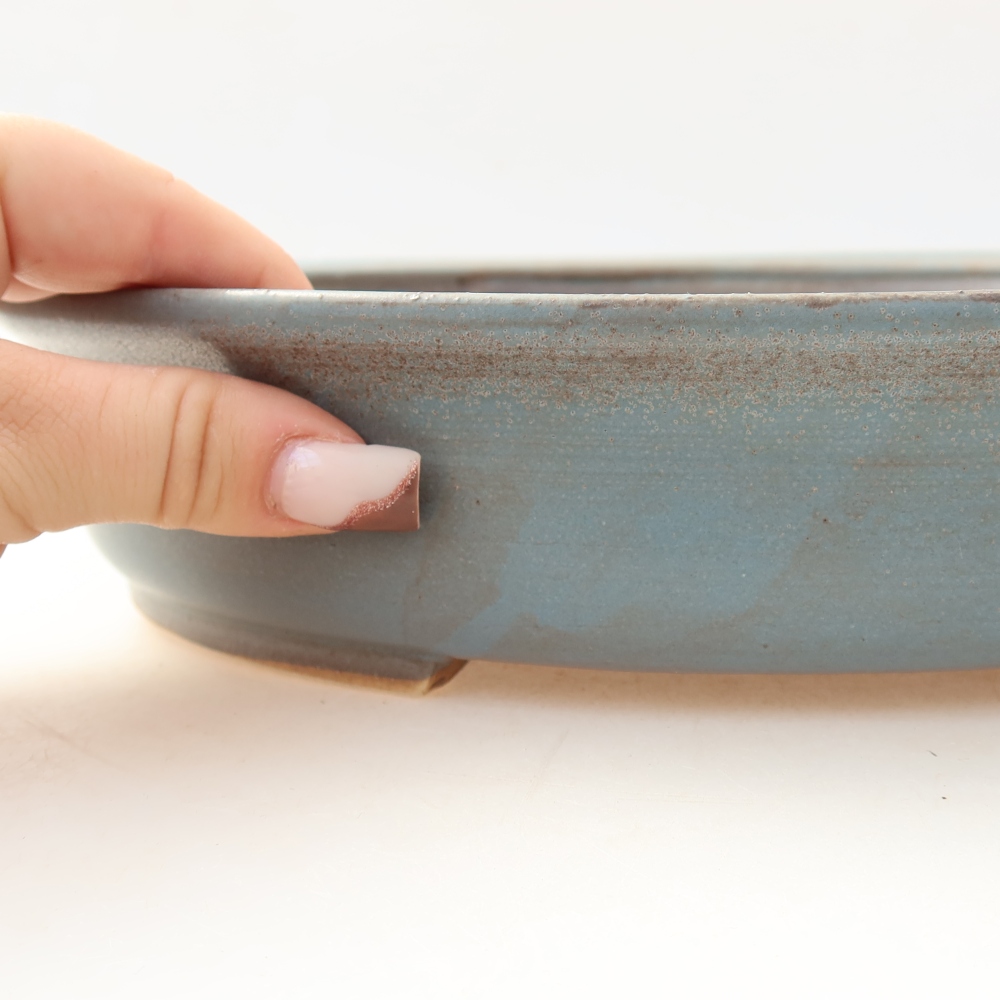 Ceramic bonsai pot, 26 x 24 x 6 cm, blue