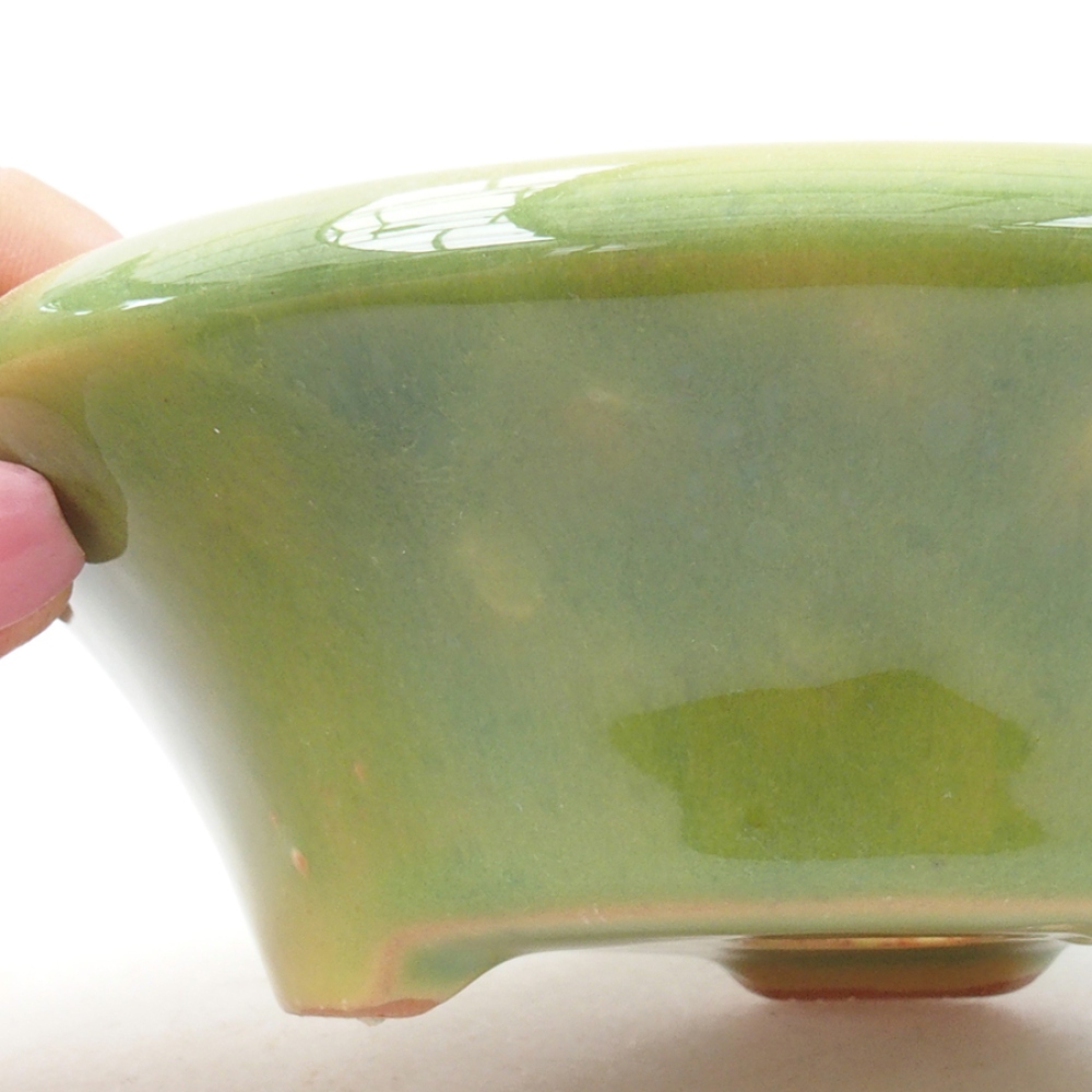 Ceramic bonsai bowl 13,5 x 13,5 x 5 cm, color green
