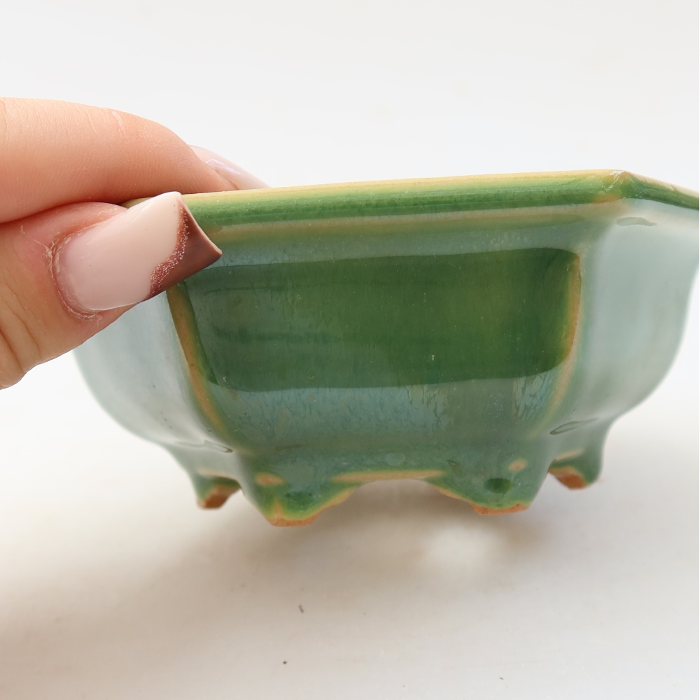 Ceramic bonsai bowl 12 x 10,5 x 4,5 cm, green