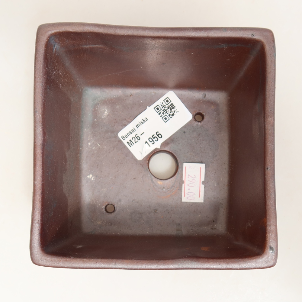 Ceramic bonsai pot, 10.5 x 10.5 x 6.5 cm, metallic color