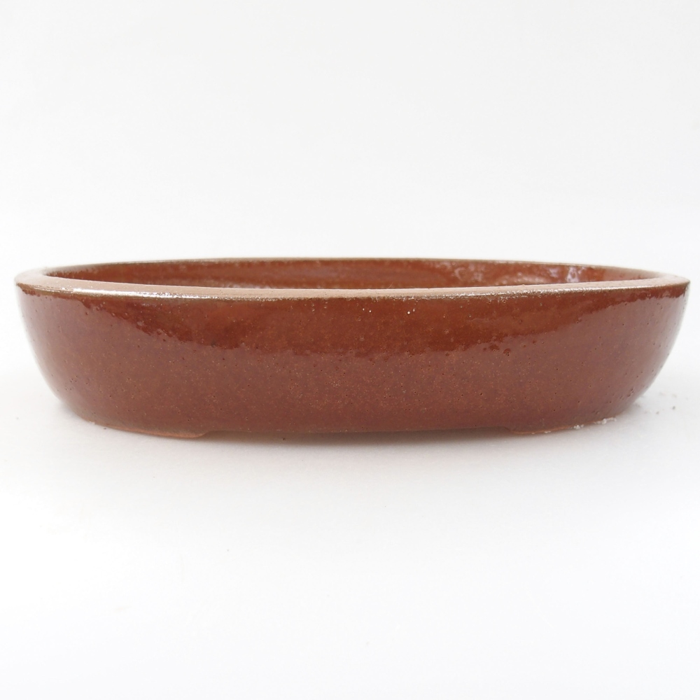 Ceramic bonsai bowl 22 x 16,5 x 4 cm, color brown