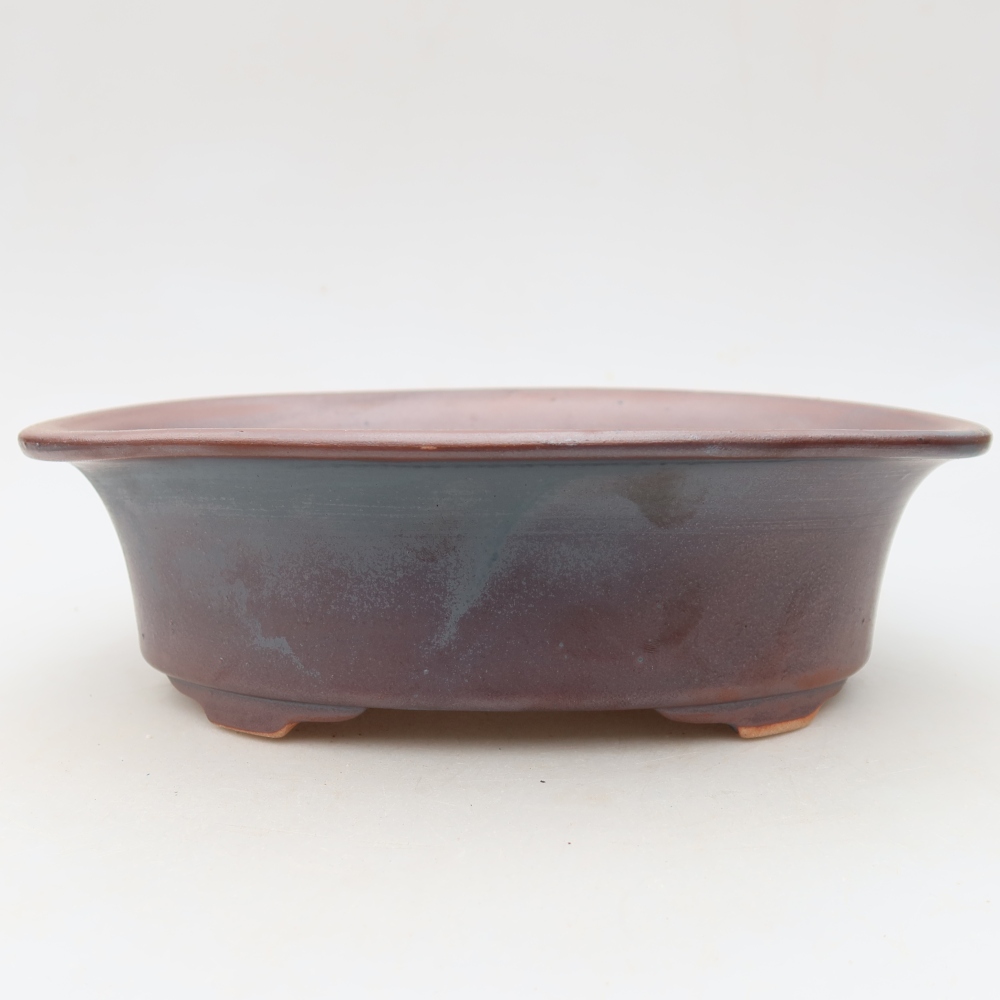 Ceramic bonsai pot, 22.5 x 17.5 x 6.5 cm, metallic color