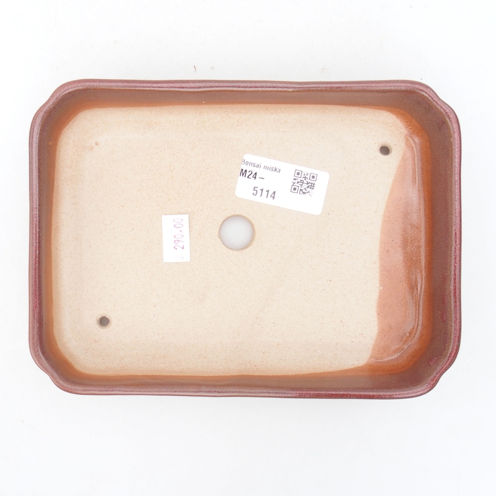 Ceramic bonsai bowl 18 x 13 x 3 cm, color burgundy
