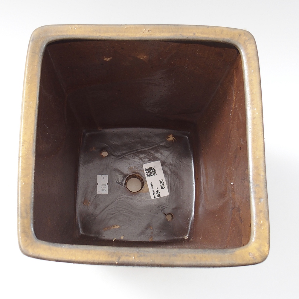 Ceramic bonsai bowl 17 x 17 x 23 cm, brown