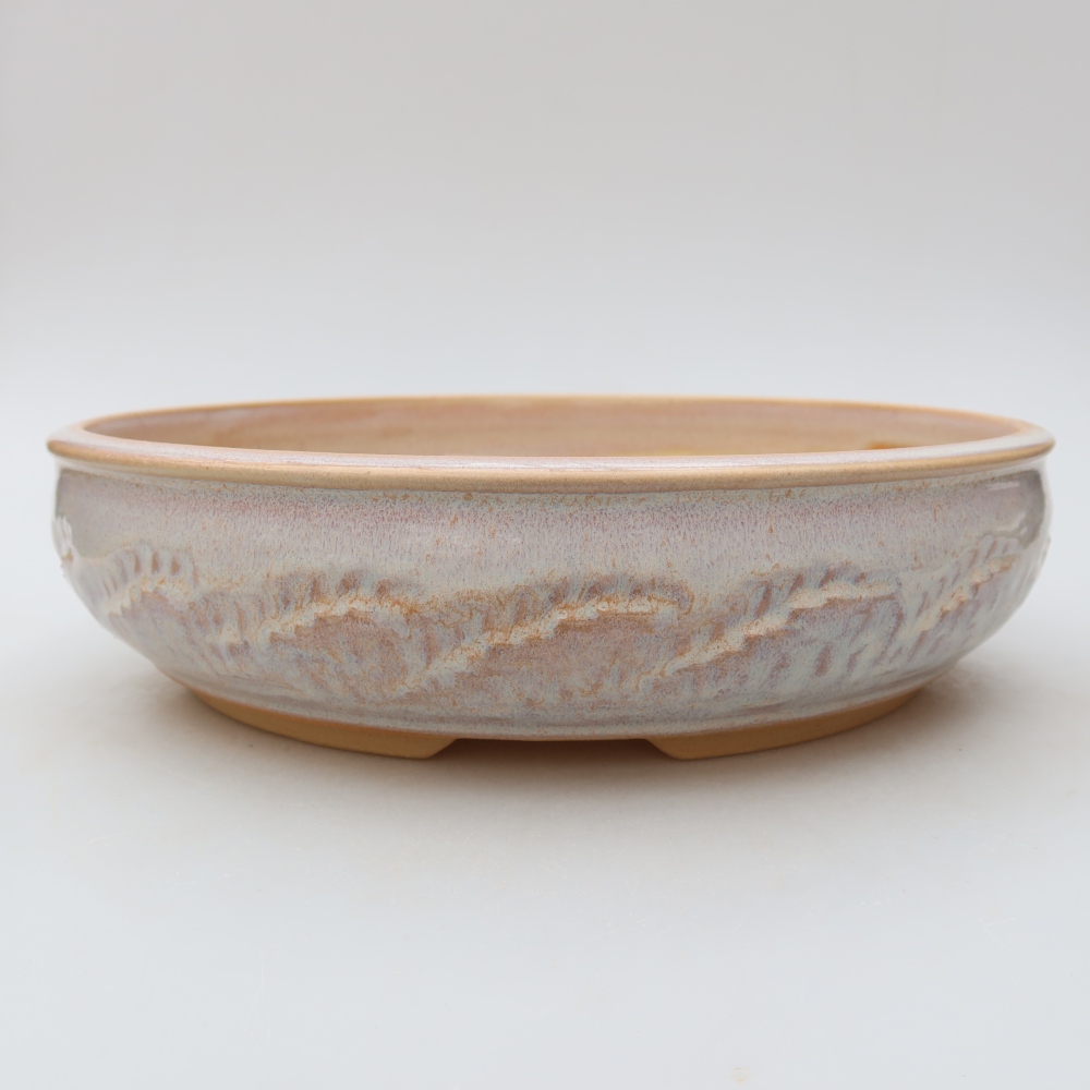 Ceramic bonsai pot, 25.5 x 25.5 x 6.5 cm, beige
