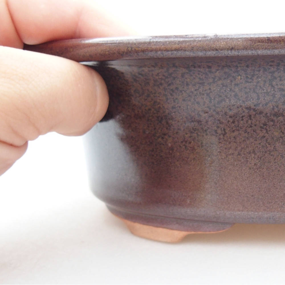 Ceramic bonsai bowl 23 x 18 x 6,5 cm, color brown