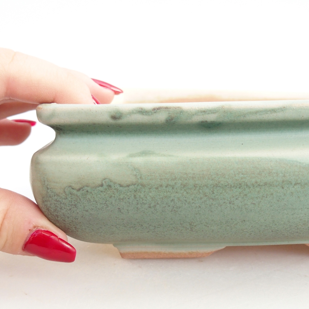 Ceramic bonsai bowl 15,5 x 15,5 x 6 cm, green