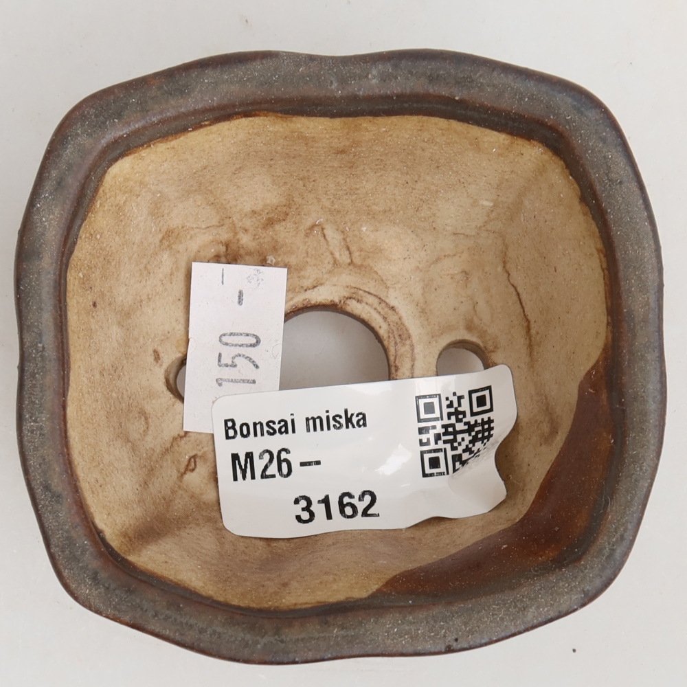 Ceramic bonsai pot, 7 x 7 x 3.5 cm, brown